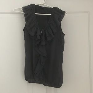 Midnight blue frill silk top